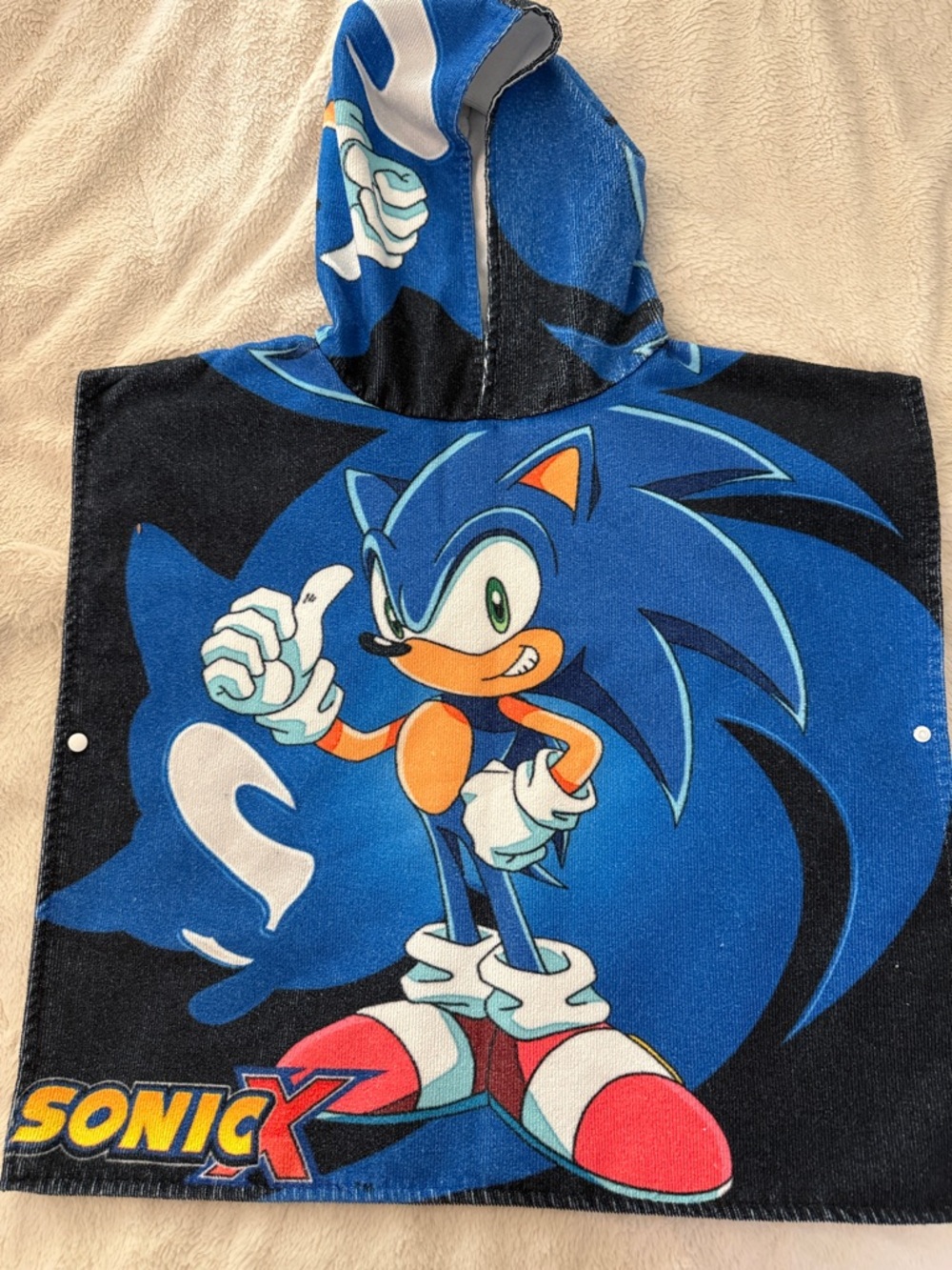 Sonic Kids Blue Hooded Swim Poncho Towel